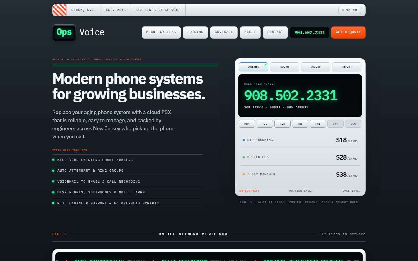 The OpsVoice website homepage